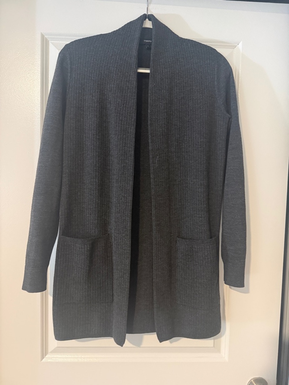 Theory Dark Gray Reeds Noble Cardigan